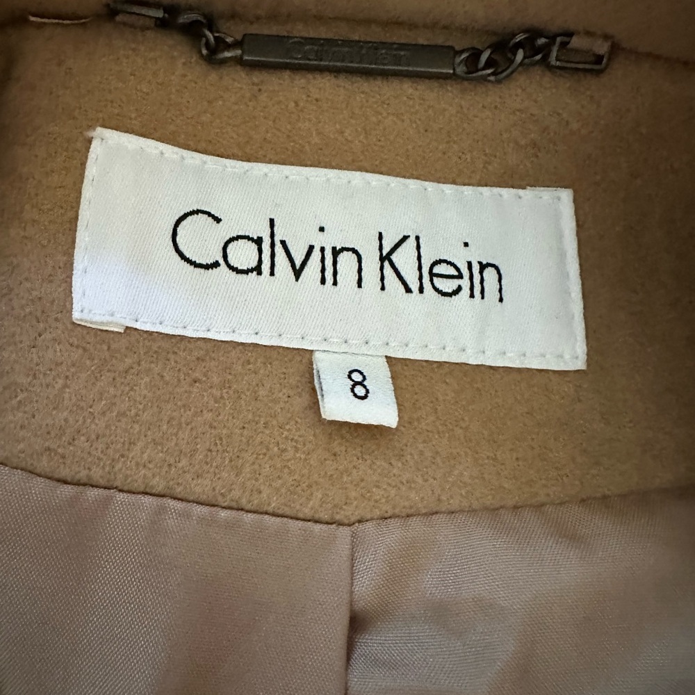 Calvin Klein Tan Wool Pea Coat with Classic Design size 8 - Picture 5 of 7